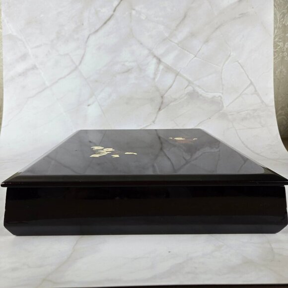 Japanese Lacquered Ryoshibako (Document) Box Children Playing Black Vintage - Picture 8 of 9